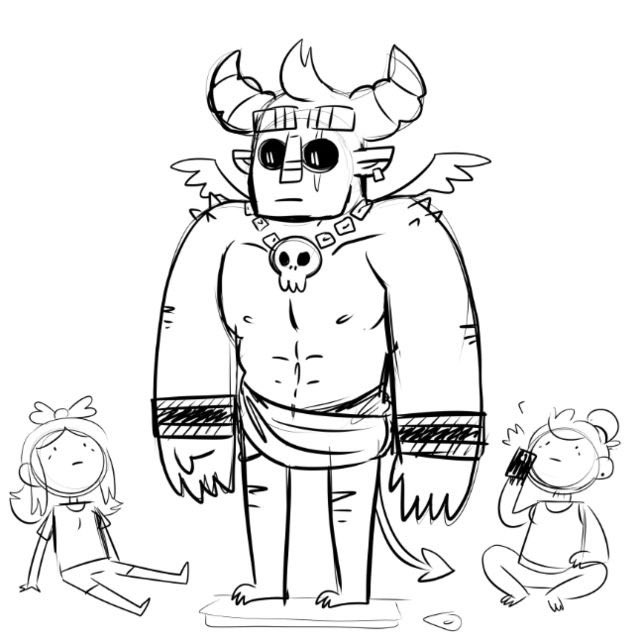 Slumber party demon summoning.
(He's probably gonna leave with his claws painted beautifully 💅)