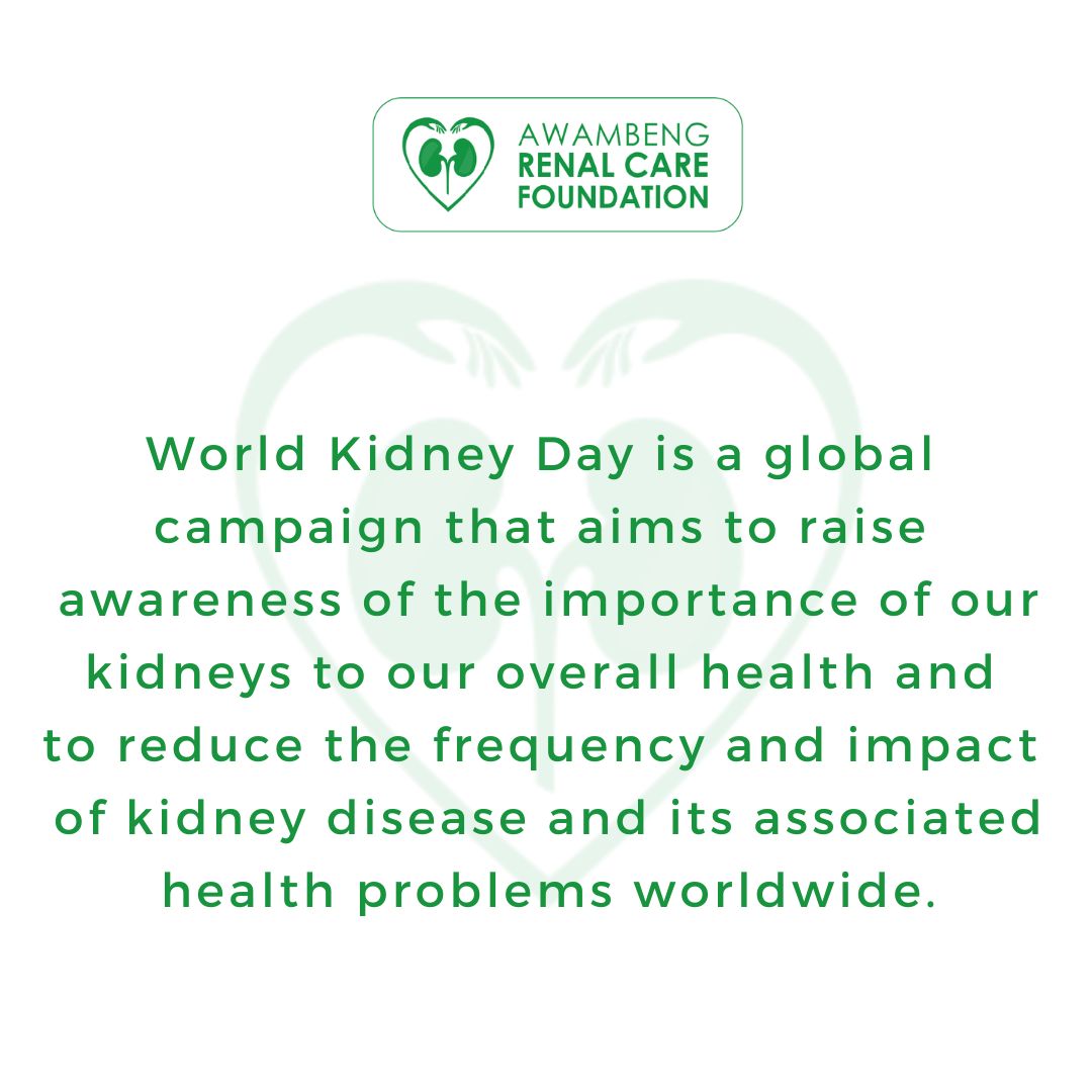 AwambengF's tweet photo. ARCF team is happy to congratulate everyone with World Kidney Day. 💚
This year World Kidney Day (WKD) 2023 theme is: Kidney Health for All – Preparing for the unexpected, supporting the vulnerable!
#arcf #arcfcameroon #awambeng #awambengfoundation #march #kidneyday #WKD https://t.co/ymCriPe2Yu