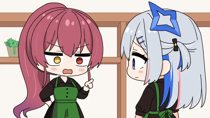 かなたそによる「もしホロメンがカフェの店員だったら?」#miko_Art #マリンのお宝 #かなたーと #さかまた飼育日記 