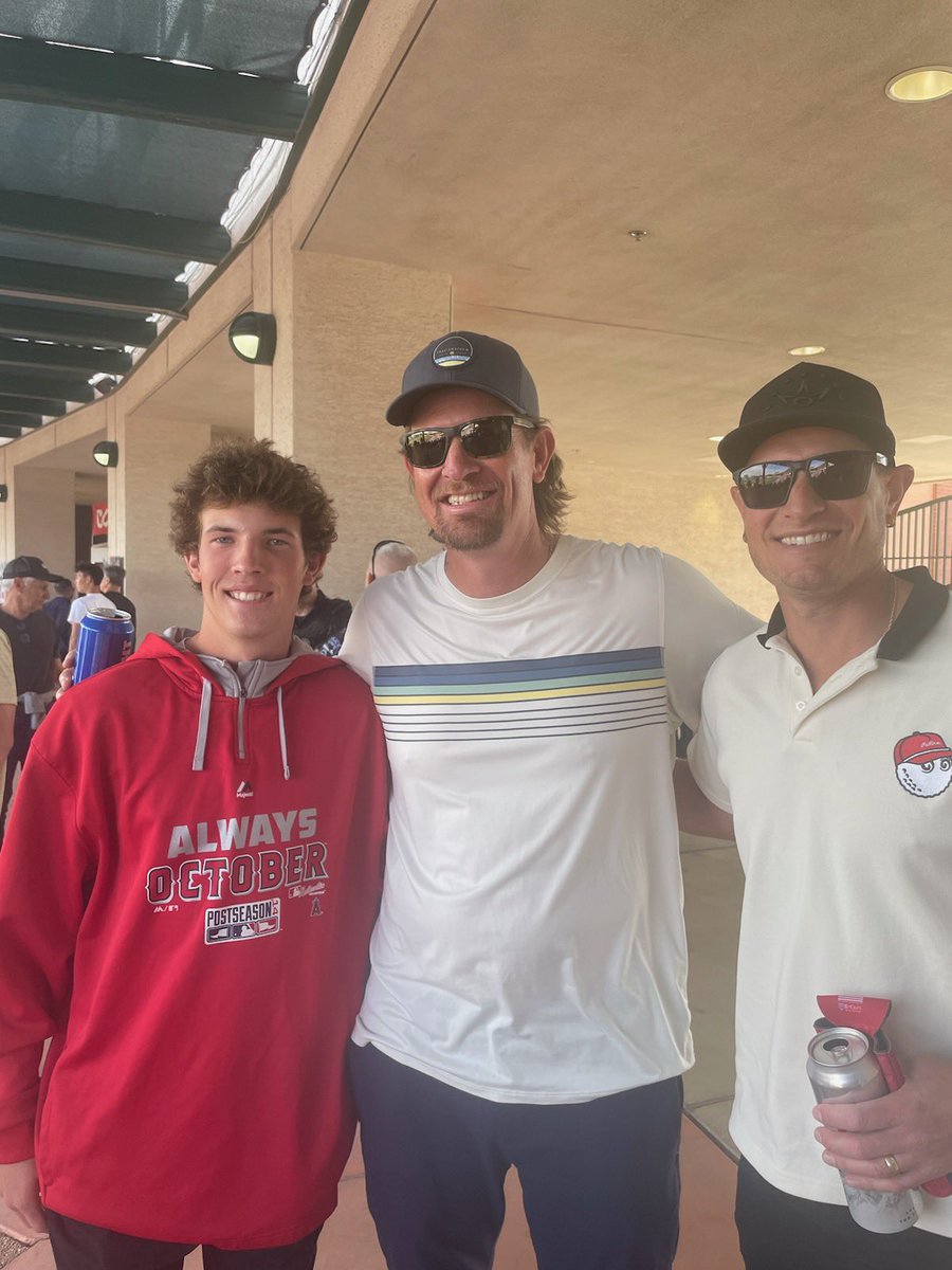 Nothing better than this when 2 amazing men, fathers, husbands take a picture with your son that they’ve known since birth at @Angels game. Love you @Weave1036 @GRICHARDS26 !