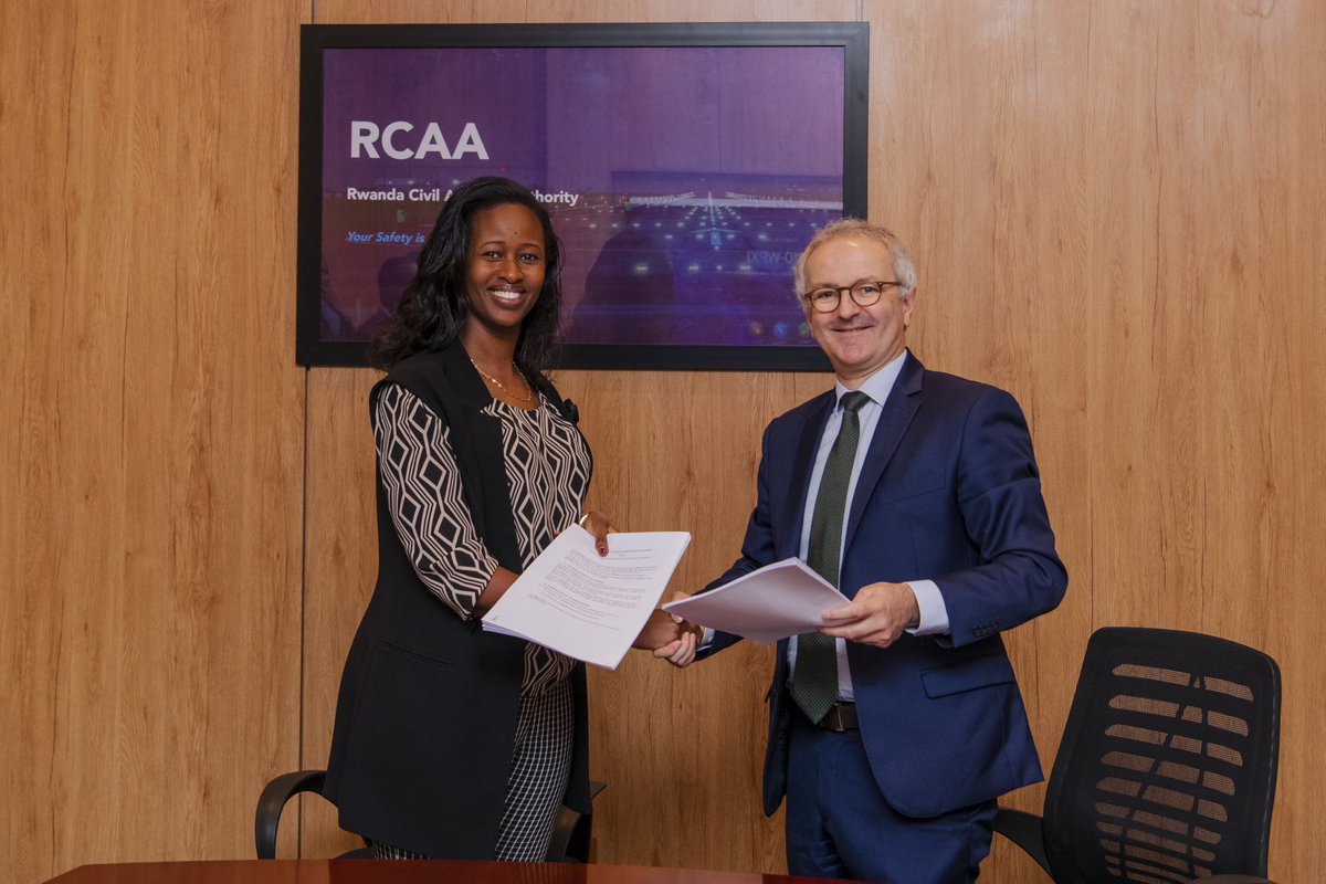 RwandaCAA's tweet photo. #Rwanda and #France on Thursday initialed an updated Bilateral Air Services Agreement and signed an MoU strengthening cooperation in air transport services between cities of the two countries. The Air Services Agreement was last signed on 10 May 1973. https://t.co/rzfn3urCzl