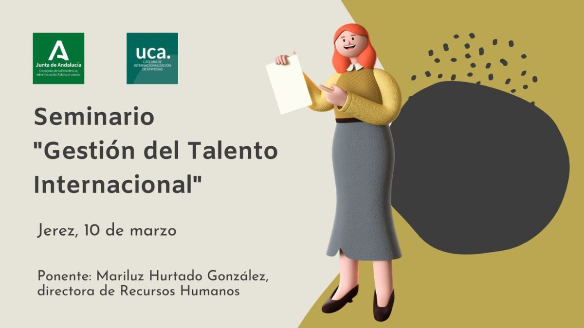 👋Terminamos la semana de ciclo de seminarios hoy 9 de marzo: Seminario “𝑮𝒆𝒔𝒕𝒊𝒐́𝒏 𝒅𝒆𝒍 𝑻𝒂𝒍𝒆𝒏𝒕𝒐 𝑰𝒏𝒕𝒆𝒓𝒏𝒂𝒄𝒊𝒐𝒏𝒂𝒍”
📅 Campus de Jerez, aula 0.02 a las 12h

#catedrainteruca #internacionalizacion #campusjerez