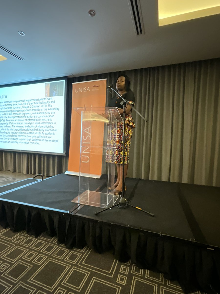 unisaradio's tweet photo. Ms Mary Acanit PhD student from Uganda, presenting on the online information seeking behavior of graduate engineeer at Kyambogo University of Uganda. 

@unisa @unisachs 

#Unisa150years
#UNILISAConference
#ReclaimingAfricasIntellectualFutures https://t.co/AcFrK0byOT