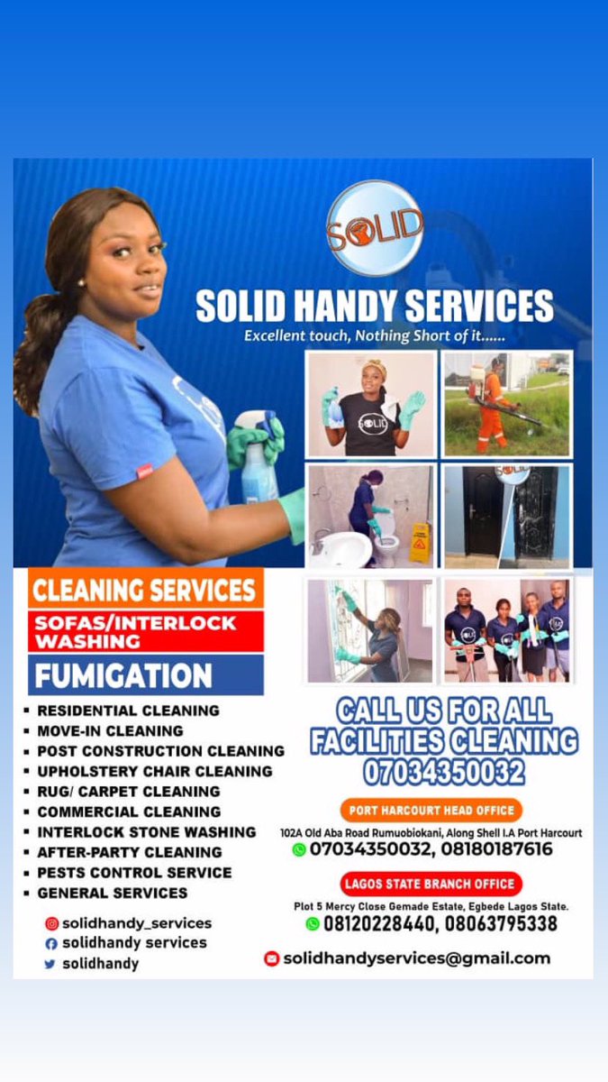 Solidhandy's tweet photo. Friday is here!! Book for your house cleaning 
Bookings and Inquiries 
📞07034350032  or send a dm https://t.co/SeSUtkdD1F