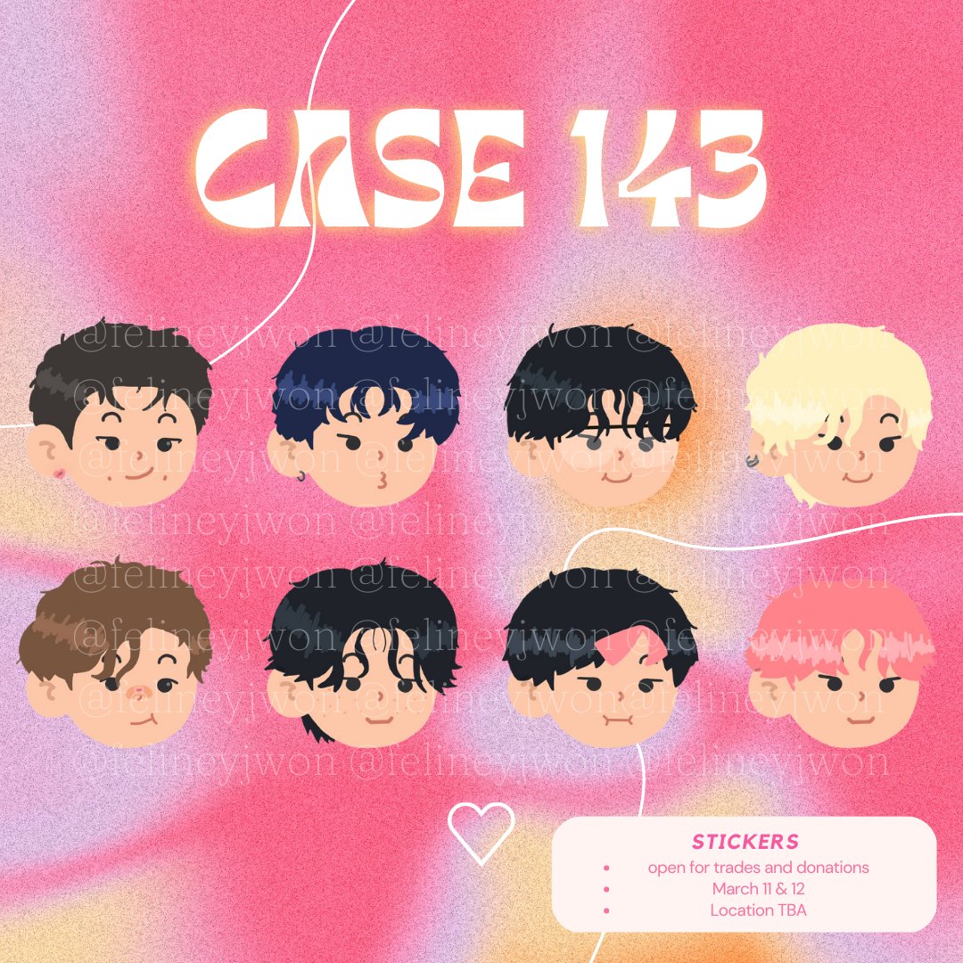 Case 143 sticker freebies ✨️ Strictly 1:1 per person only! 🫧 like, rt, and follow for updates 🎮 will have to play rock, paper, and scissors to be able to choose 🗓️ March 11 and 12, MOA ARENA 📍 exact place & time, tba #MANIAC_IN_MANILA #StrayKidsinManila