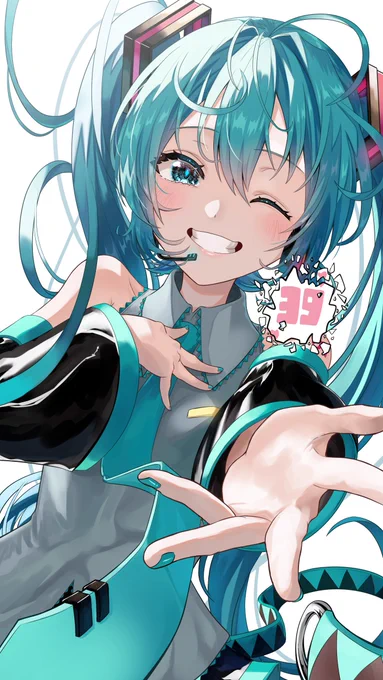 ミクの日イラストの表情差分です 