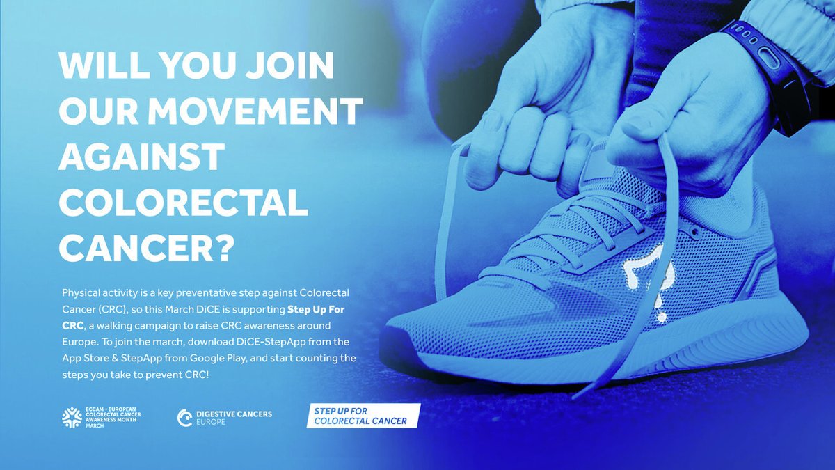 dice_europe's tweet image. Which cancer can be prevented with regular exercise? Even if you don&apos;t have symptoms of colorectal cancer, you should still make healthy decisions to reduce your risk of colorectal cancer in the future!

Download our app now to #StepUpforCRC 👉 ECCAM2023.digestivecancers.eu

#ECCAM2023
