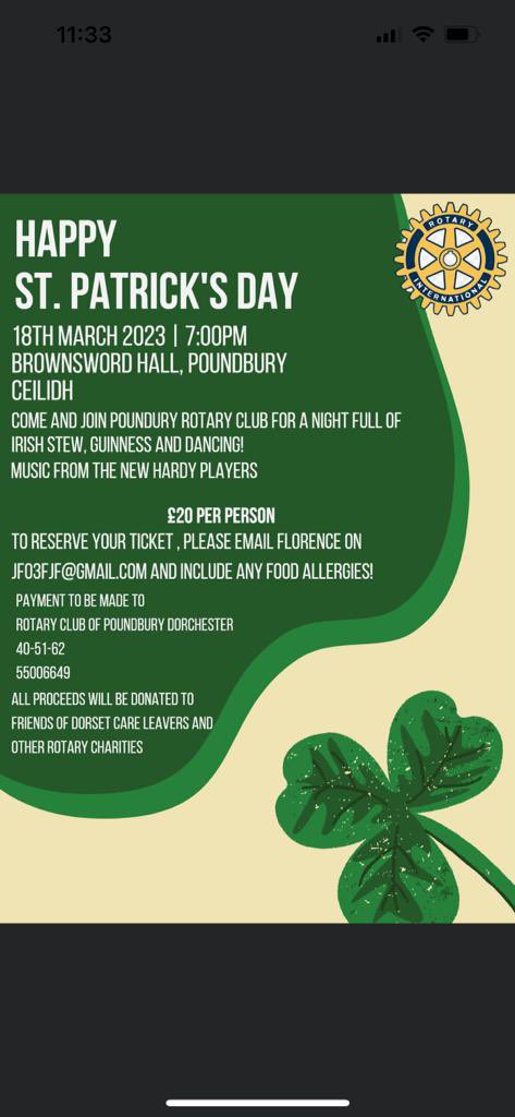 Still a few places left for the Ceilidh on the 18th March.

Booking details on the poster. It’s sure to be a great night 🍀