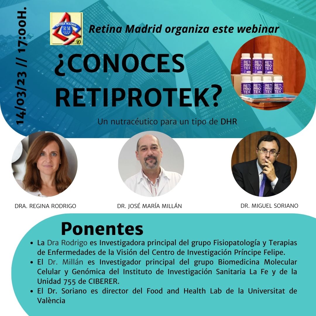 retinaanterior's tweet photo. El 14 de marzo a las 17:00, vamos a celebrar el Webinar sobre Retiprotek, un nutracéutico para un tipo de DHR, la reunión tendrá lugar a través de Zoom, os esperamos.
Unirse a la reunión Zoom
https://t.co/8chMbNsI31 https://t.co/zMst5j3vHJ