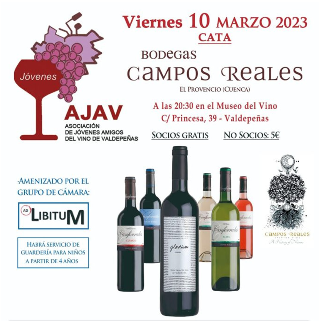 Hoy, a las 20.30 h, #catadevinos de #CamposReales, celebrada por la Asociación Jóvenes Amigos del Vino de Valdepeñas, en el Museo del Vino de #Valdepeñas. La cata será conducida por José Antonio Hidalgo, Sales Manager Asia, Dir. Comercial de Bodegas Campos Reales. ¡Os esperamos!