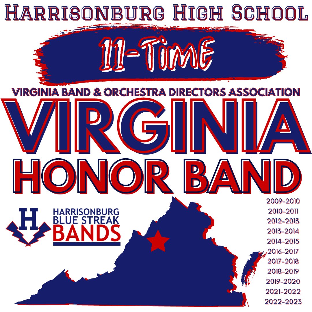 Congratulations to the @harrisonburg_hs Band for being named a Virginia Honor Band for the 11th time! Congratulations to Symphonic and Concert Bands for their performances at assessment the last two days, as well as the bands and orchestras from throughout @hcpsnews
