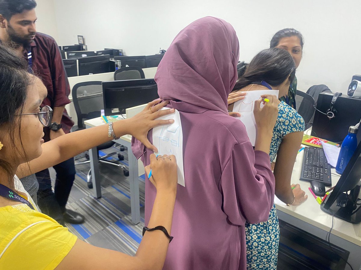 SagilityHealth's tweet photo. Blindfolded but not out of the fun! Check out these awesome moments from our Blind Draw engagement activity with our people in India.
#Sagility #WeAreSagility #SOARWithSagility #India #BlindDraw #EngagementActivity #Teamwork #FunAtWork https://t.co/JK342hlR5X