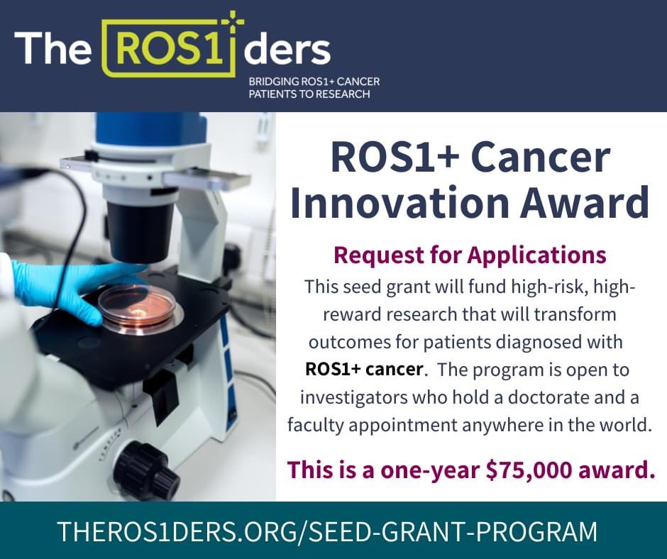 Please consider applying for the first-ever ROS1+ Cancer Innovation Award.  Deadline for LOI submission is March 31, 2023.
prlog.org/12952103