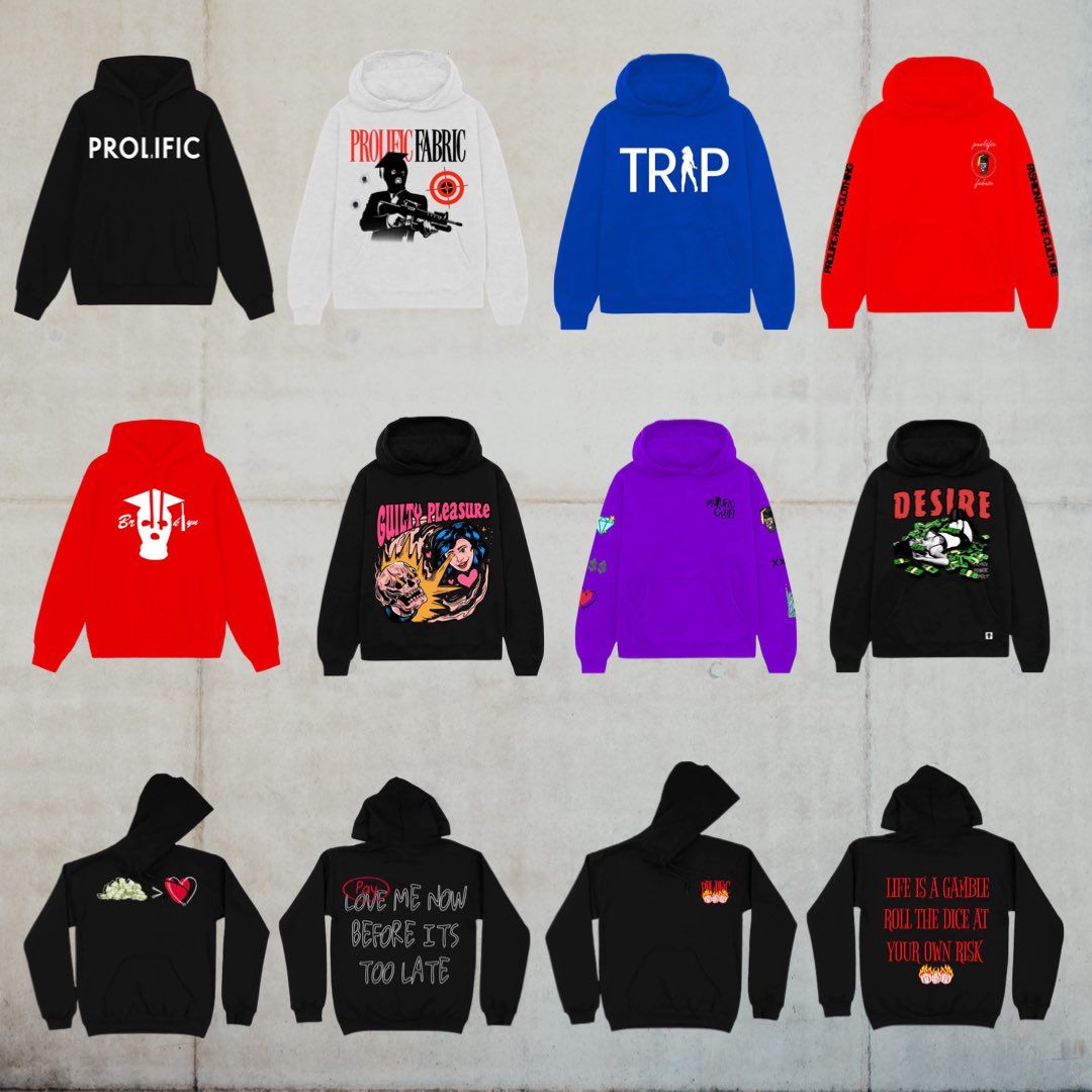ProlificFabric's tweet photo. Our HOODIE COLLECTION Is LIVE🥷🏽 shop with us‼️ #prolificfabric #jenncarter #kylerichh #ndotspinalot #fivioforeign #jlivechevvy #backupgang #fashionhacks #ndotspinalot47 #miyaavuitton #blackhistorymonth #deebillz #tata #murdab #nasebk #bronxdrill #brooklyndrill #kayflock https://t.co/m6MXP4PF4x