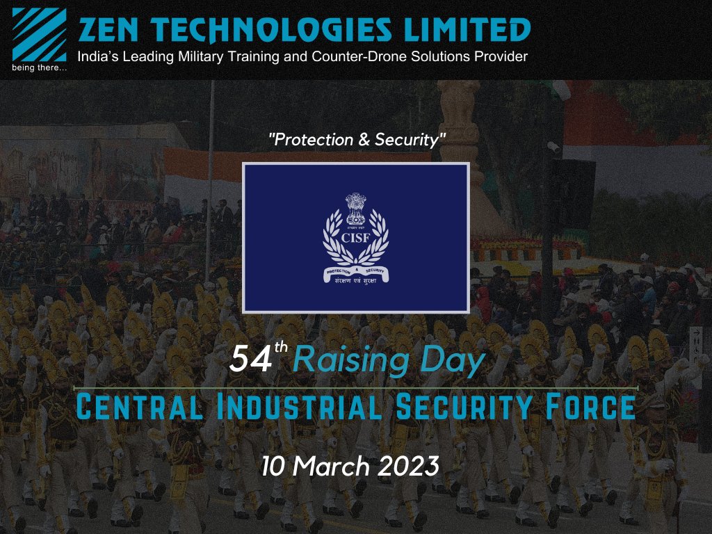 @ZenTechnologies conveys best wishes to All Ranks, Veterans & Families of the @CISFHQrs on the occasion of 54th #CISF Raising Day. Jai Hind🇮🇳 

@PMOIndia @HMOIndia #CISFRaisingDay #CISFRaisingDay2023 #ProtectionAndSecurity