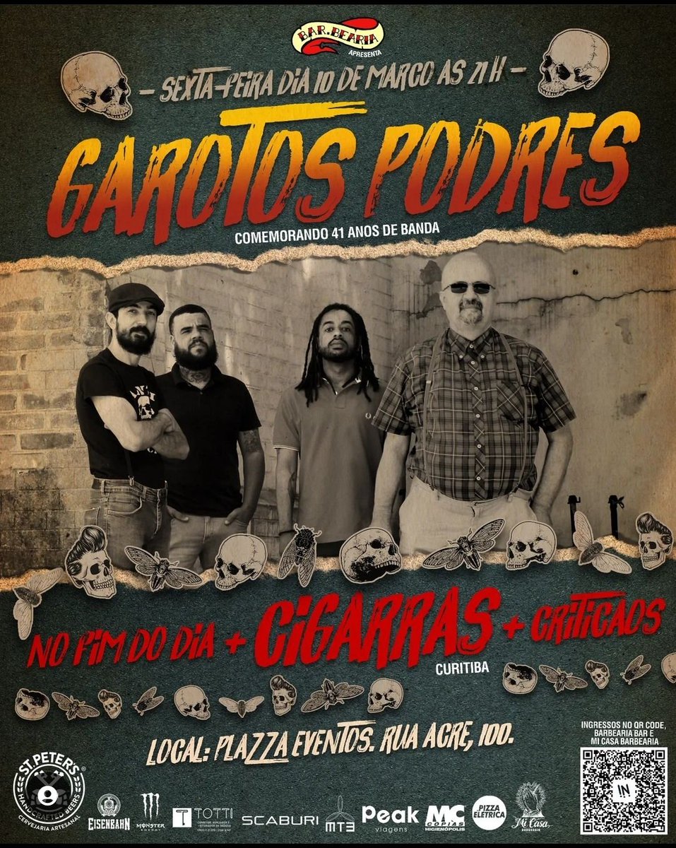 É nesta sexta. Comemorando 41 anos de banda Garotos podres em Londrina e adivinha quem vai estar junto com a Criticaos e Cigarras abrindo o show.