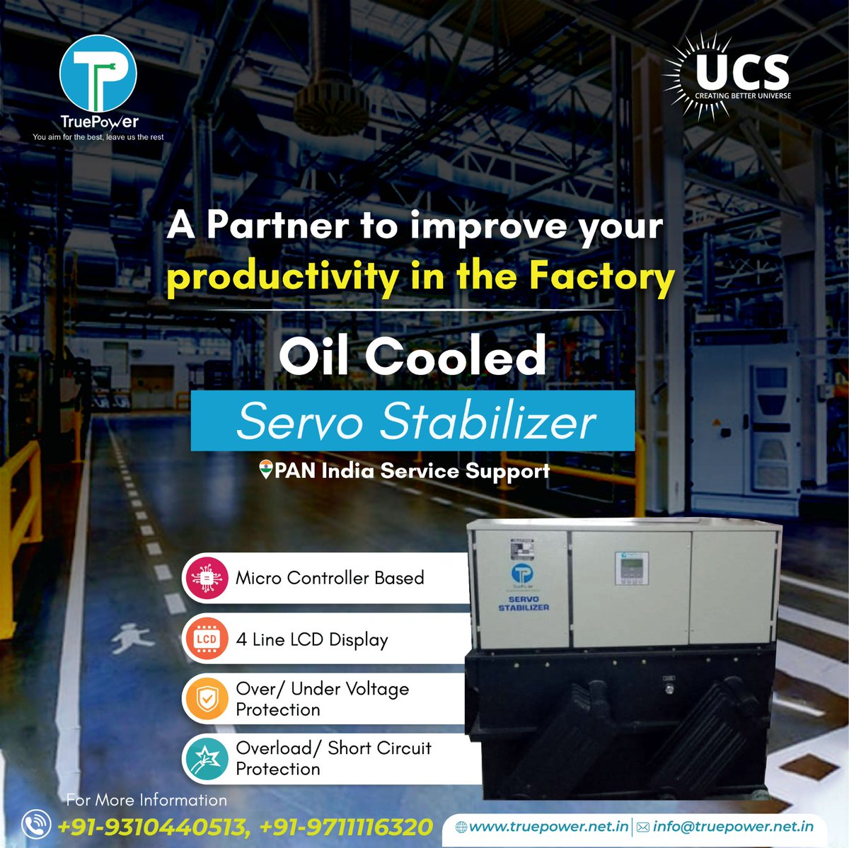 TruePowersocial's tweet image. Unleash the true power of your factory with Oil Cooled True Power servo stabilizers! 

Pan India Service Available
Call us to know more
Call: +91-9310440513, +91-9711116320
Visit: truepower.net.in
 
#TruePower #ServoStabilizer #FactoryProductivity #StablePowerSupply  #oil