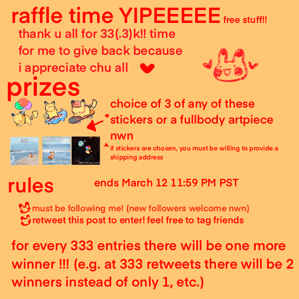 TaosPadX's tweet image. 792
thank chu all!!! time for free stuff YIPEEEEE
ends March 12 11:59 PM PST~ Good luck everyone!