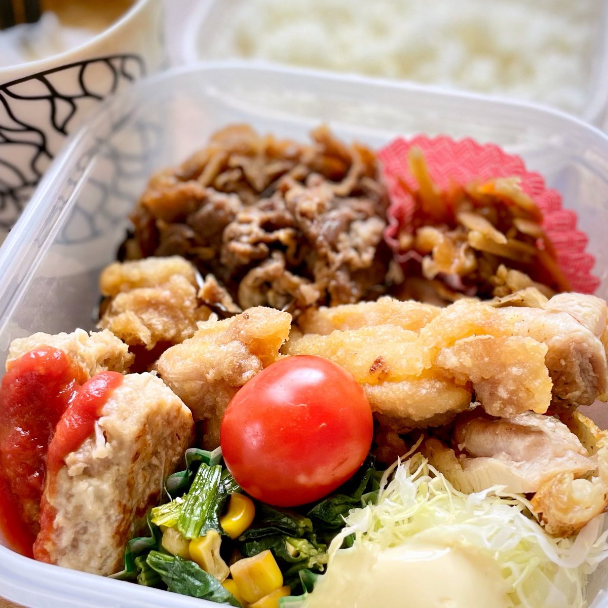 残り物ぶっ込み弁当👍