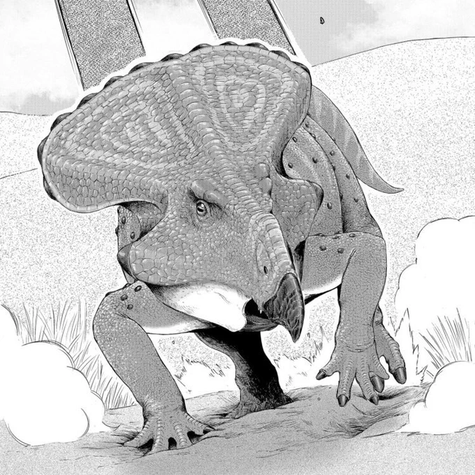 本日くらげバンチにてディノサンが更新されました!あの恐竜たちの登場です。勘のいい方ならこの画像だけで分かっちゃうかも。笑 番外編ですが無料✨で読めますのでぜひ!!こちらからどうぞ〜▶︎▷▶︎https://t.co/BeSZMMuWQb 