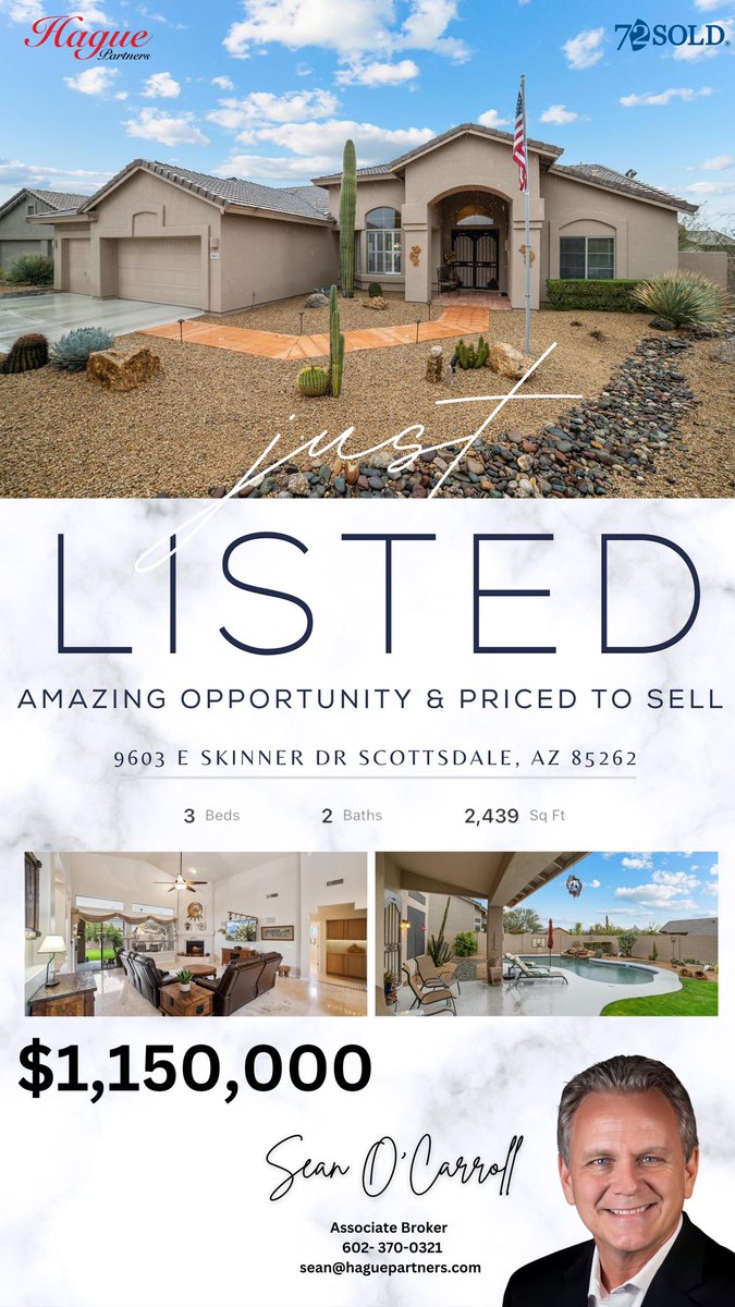 JUST LISTED! 🍾✨

9603 E Skinner Dr Scottsdale, AZ 85262

Contact Sean for more information 👨🏼‍💼
📲 602-370-0321
📩 sean@haguepartners.com
📩 sean@ocarrollgroup.com

#72soldaz #72sold #seanocarroll1 #realestateforsalescottsdale
#haguepartners #realestateagent #azluxuryhomes