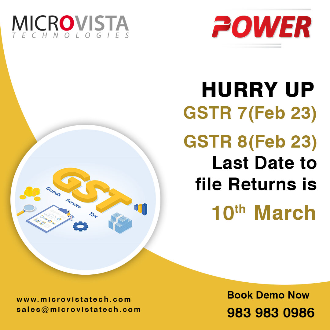 Due Date Alert !
GSTR 7 & GSTR 8 (Feb-23)
Last Day To File Return Is 10th March 2023.

#gst #incometax #tax #business #accounting #gstindia #gstupdates #ca #india #gstr #icai #charteredaccountant #finance #taxes #gstregistration #gstreturns #startup #taxation #powergst #einvoice