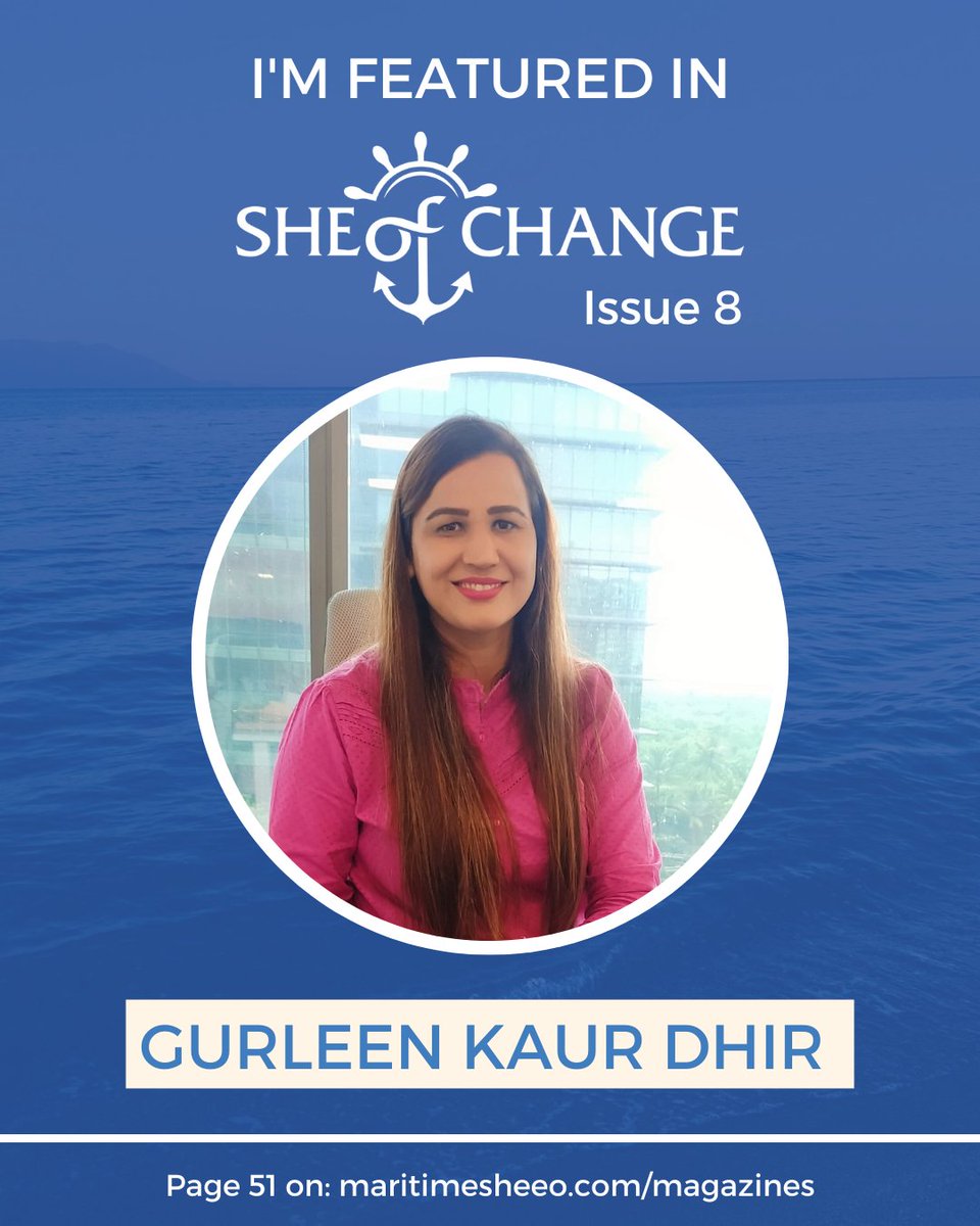 MaritimeSheeo's tweet image. When we met Gurleen Kaur Dhir at the #MaritimeSheEO Conference '22, we knew that she is a #SheEO in the making.

Read her interesting interview about work &amp;amp; motherhood in the 8th edition of She of Change on pg 51 - maritimesheeo.com/magazines/

#womeninmaritime #womenleaders  #maersk