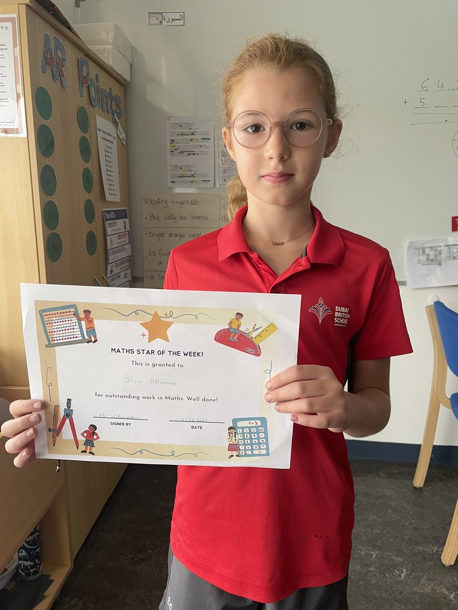 Olivia is this week’s maths star of the week in Qaram class!#proudlytaaleem #beginsatdbsjp