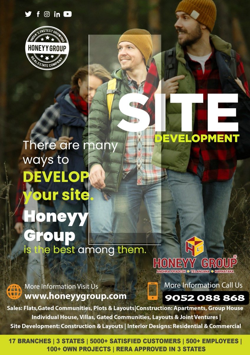 UDAYKUMARGARLA5's tweet image. Let us take care of all the hard work for you. Contact Honeyy Group to learn more about how we can help make your site development dreams come true! Call me 9052088868 for more information.#Development
#Landdevelopment #PlotDevelopment #Returns #Construction #Honeyygroup#MOR