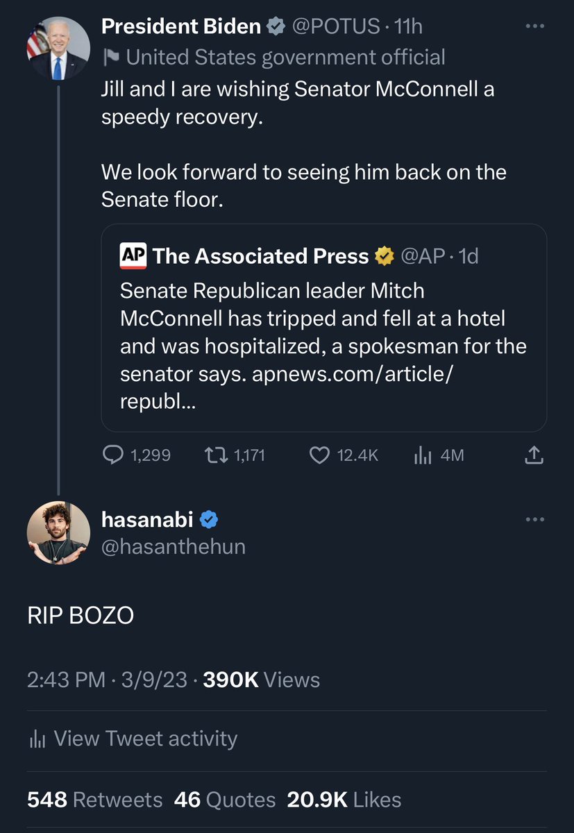 hasanthehun's tweet photo. i ratioed the president on accident, this means i’m the president now @POTUS give up your seat immediately. https://t.co/pitcS8IttE