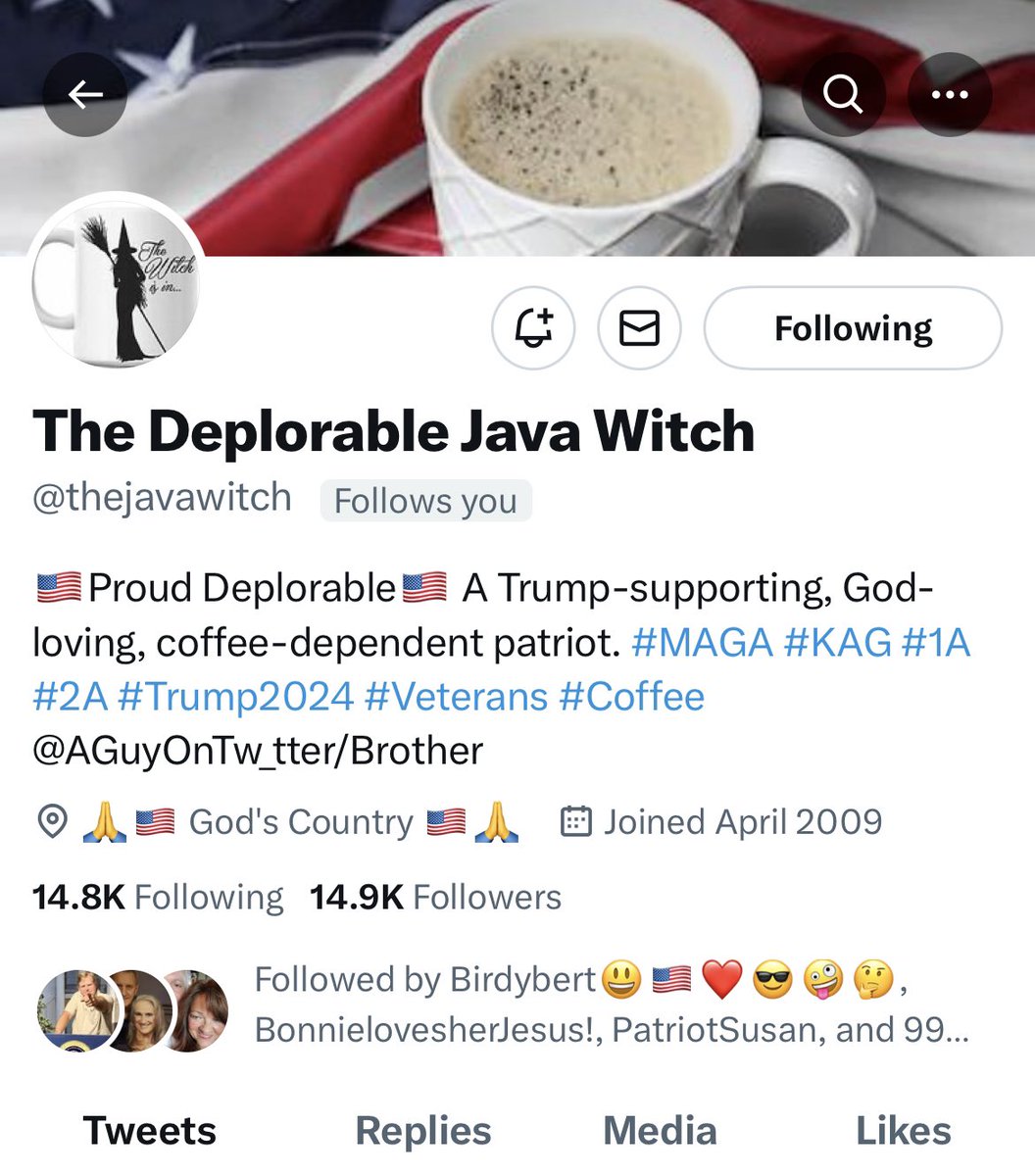 Z4USA's tweet photo. 🚨🚨 𝐀𝐓𝐓𝐄𝐍𝐓𝐈𝐎𝐍 𝐏𝐀𝐓𝐑𝐈𝐎𝐓𝐒 🚨🚨
    If you are not already following this         
            Great patriot you should be! 

              👉 @thejavawitch 👈 

  Let’s see if we can boost her to 15K❗️ https://t.co/7tsDroQa6k