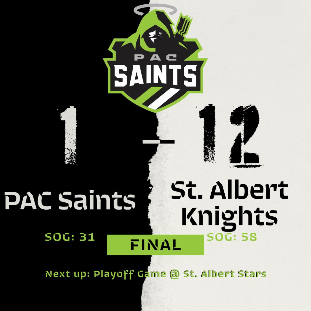 PACU13AA's tweet photo. Looking ahead. We have another one tomorrow. This time against the St. Albert Stars. Still games left to turn it around here! This team has plenty of fight left! Go #PACSaints! https://t.co/hU6XwlNCi8