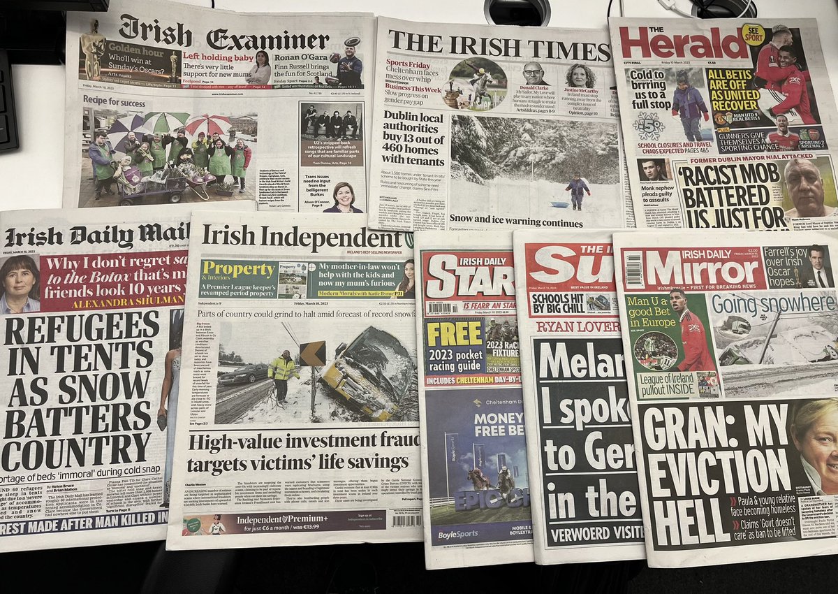 Good morning , I’ll have the latest on the  wintry conditions across the country and a first look at the newspapers at 6 am on Breakfast Briefing on @NewstalkFM @NTBreakfast #breakfastbriefing hope you can join me .