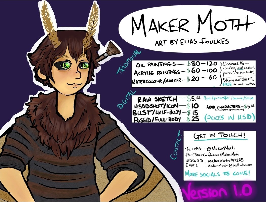 MakerMoth's tweet image. let's 📌 some prices! 

mixed modality artist &amp;amp; 💯 fae vagabond, live on the scene🧚 samples below🧵

landscapes, portraits, comics and more - feel free to give me a shout anytime!

(and if you haven't yet, hit "follow" and join me for the art journey to come!)
