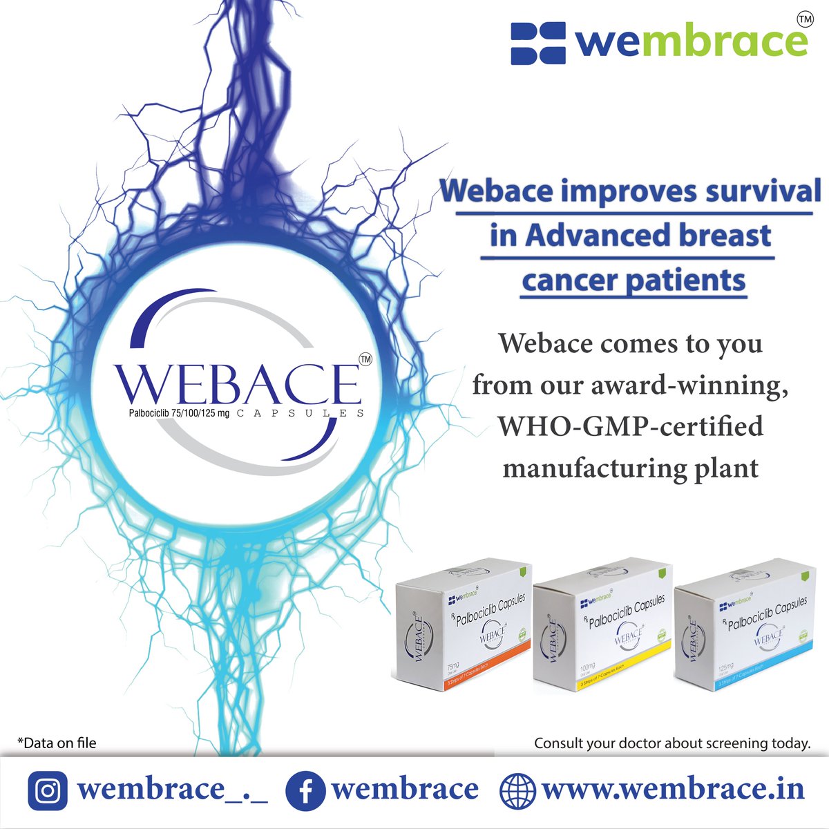 wembrace_'s tweet image. #Webace improves survival in Advanced breast cancer patients.
•Webace comes to you from our award-winning, WHO-GMP-certified manufacturing plant. 

DISCLAIMER: THIS POST DOES NOT PROVIDE MEDICAL ADVICE

#wembrace #wembracebiopharma #whogmp #cancermedicine #Cancer