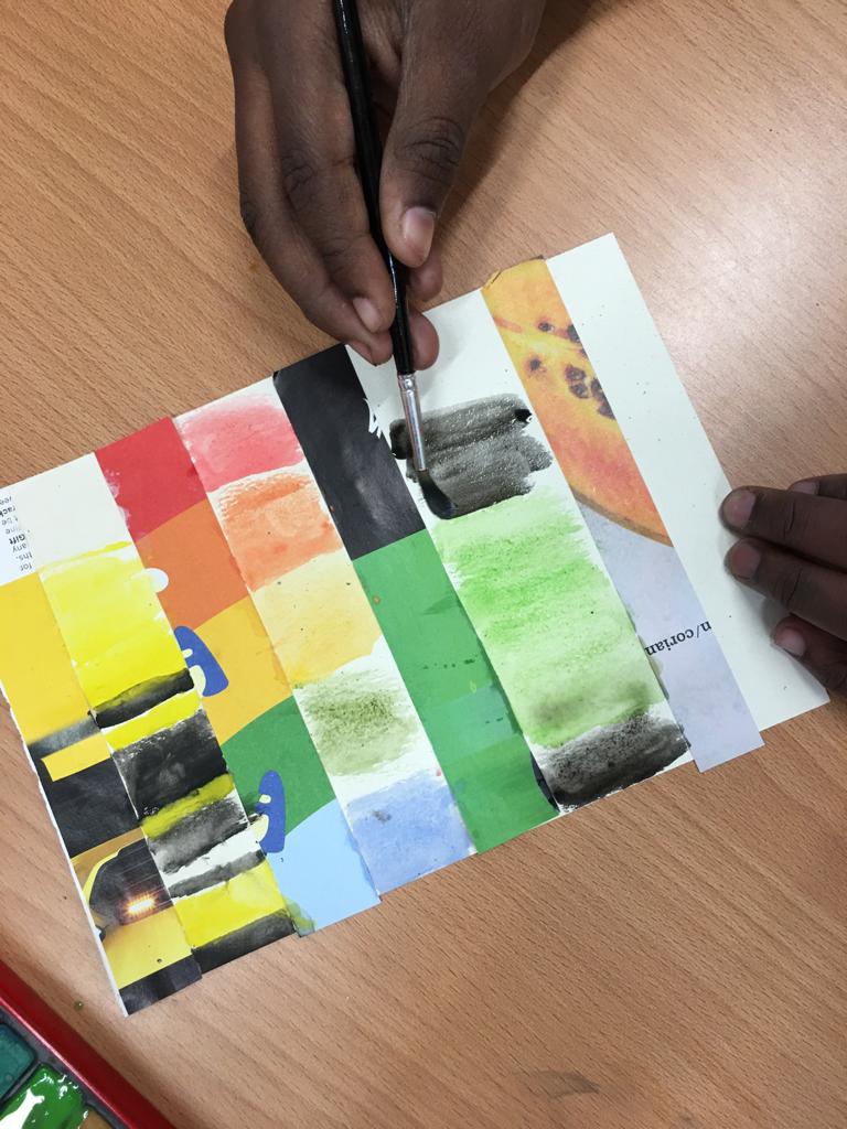 Practising our colour mixing at art club with these lovely colour collages. #Lewishamartshub #collageart