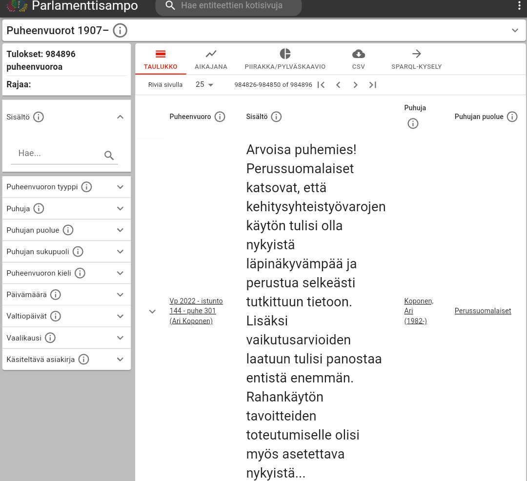 Onko eduskunnan keskusteluilmapiiri romahtanut viime vaalikaudella?

Loistava kysymys juuri julkistetulle #ParlamenttiSampo'lle, jossa kaikki suuren salin puheet muutaman klikkauksen päässä. parlamenttisampo.fi

<a href="/ooseuri/">Olli Seuri</a> <a href="/tapiopajunen/">Tapio Pajunen</a> <a href="/RobertSundman/">robert sundman</a> <a href="/VuorelmaJohanna/">Johanna Vuorelma</a> <a href="/tosentti/">Vesa Heikkinen</a>