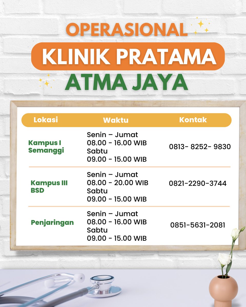 #SahabatAtma udah pada tahu belum kalau Unika Atma Jaya menyediakan fasilitas kesehatan?! ​

Layanan seperti apa yang diberikan? Simak postingan berikut ini! ​
​
#BanggaAtma #UAJ #KlinikPratamaUAJ #FasilitasuntukSahabatAtma