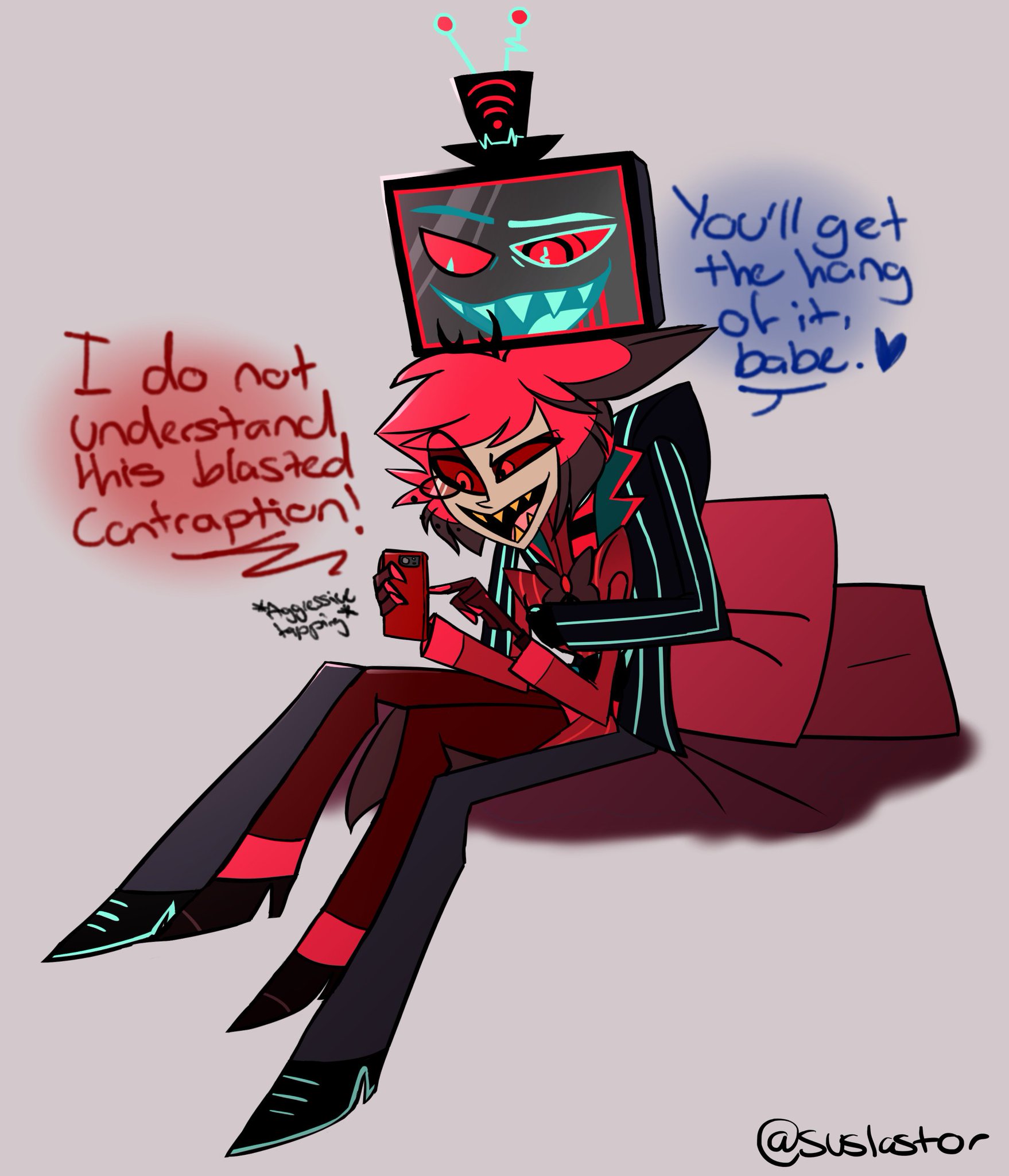 😈 Alastor 😈 on X: Vox finally convinced Alastor to try technology, mans  struggling. xD Happy to draw these two again <333 Staticradio Radiostatic  AlastorxVox Staticlovetune voxal HazbinHotel HazbinHotelAlastor  HazbinHotelVox Alastor https ...