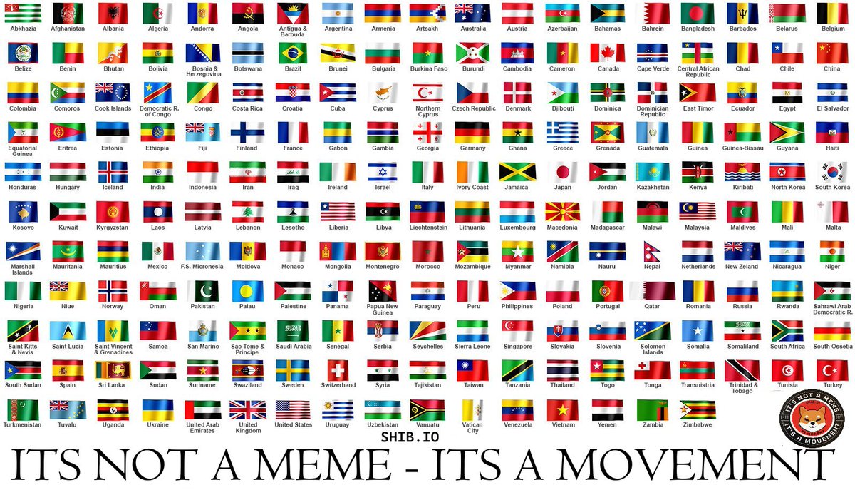 justdream's tweet photo. Show us your strength and represent your country $SHIB Family. 🗺️
Remember "It's Not A Meme - It's A Movement!" 💪
Drop Your FLAG Below &amp; RT To Reach The World. ❤️ https://t.co/Hej5DFpN4H