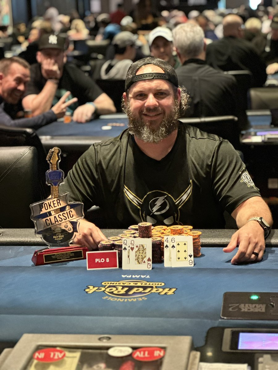 DustinPeglow's tweet photo. At the Final Table I offered to take 8th place money but wanted the Trophy.  Of course no one accepted so I had to get the Guitar the hard way! @SHRTPoker https://t.co/oTmLp25r0p