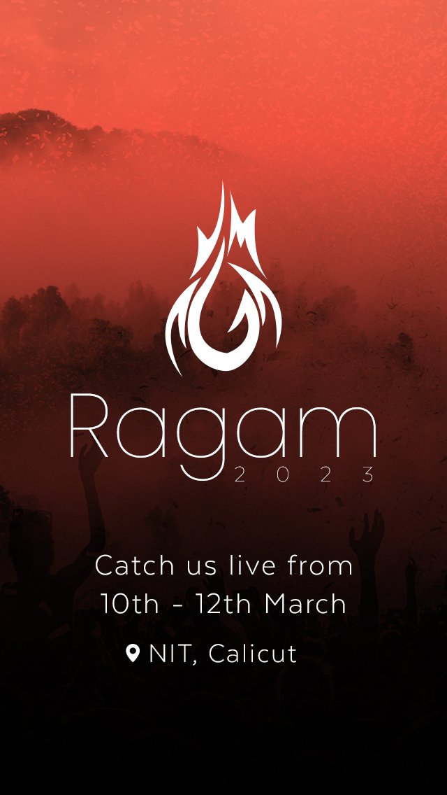 RAGAM 2023!💫.  Catchus live from 10th -12th March.

#ragam #ragam2023 #NIT #nitcalicut #calicut #calicutuniversity