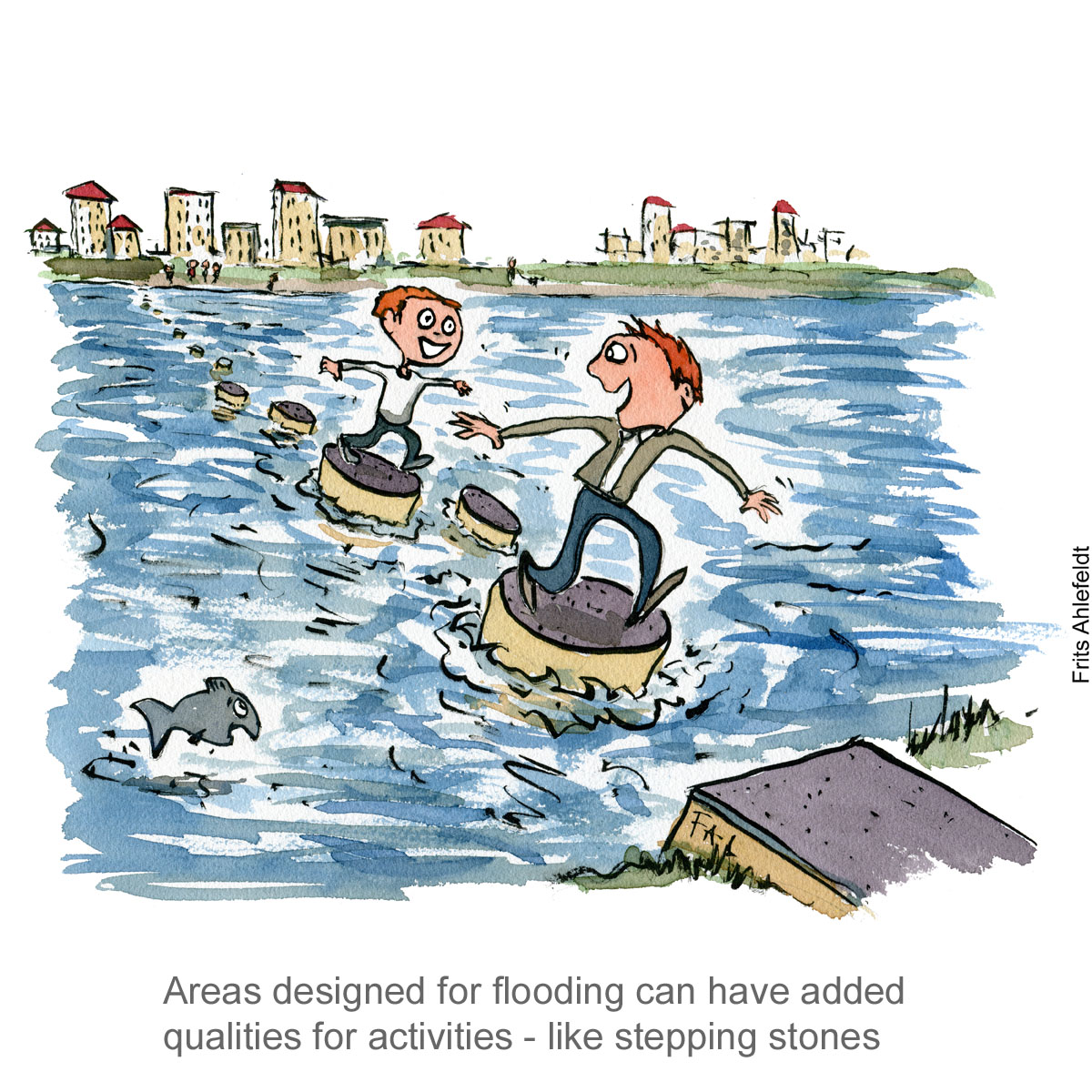 Many climate measures will only come into use in extreme storm and weather situations, but to make them better investments and more useful, planners and architects put experiences and other functions into them
#flooding #climatecrises #drawnjournalism