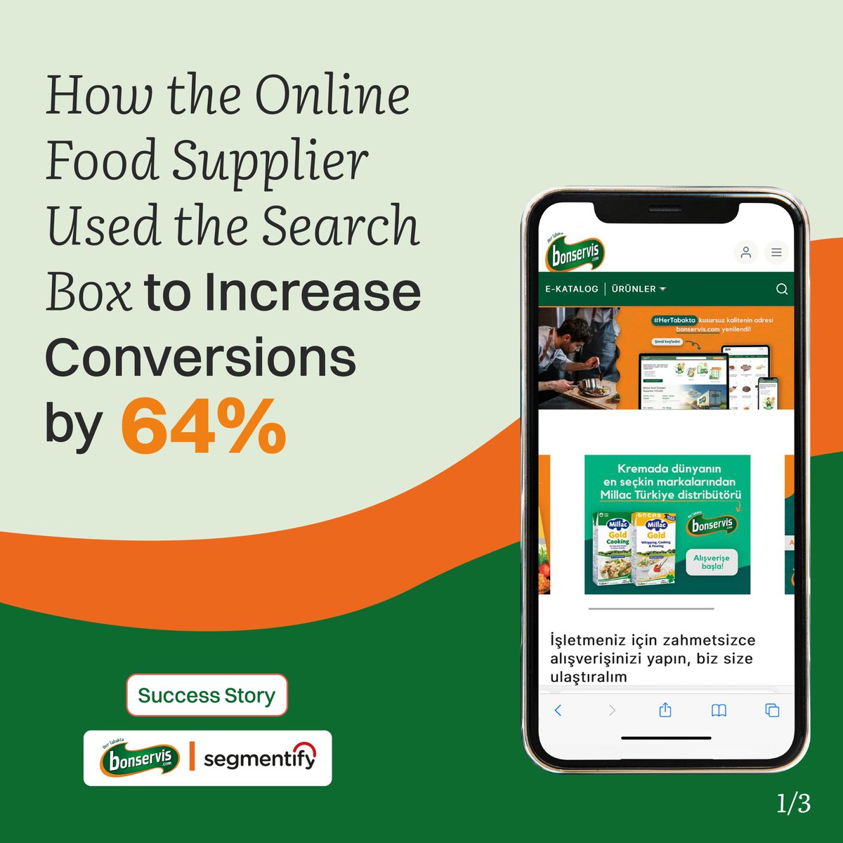 segmentify's tweet image. Do you want to know how @BonservisCom increased their conversions by 64%?

By using our #SearchBox feature, we have achieved:

• 64% ⬆️in Conversion Rates
• 36% ⬆️in Add-To-Basket Rates
• 8% ⬆️in CTR

Download our Bonservis #SuccessStory: buff.ly/3IVIzfm