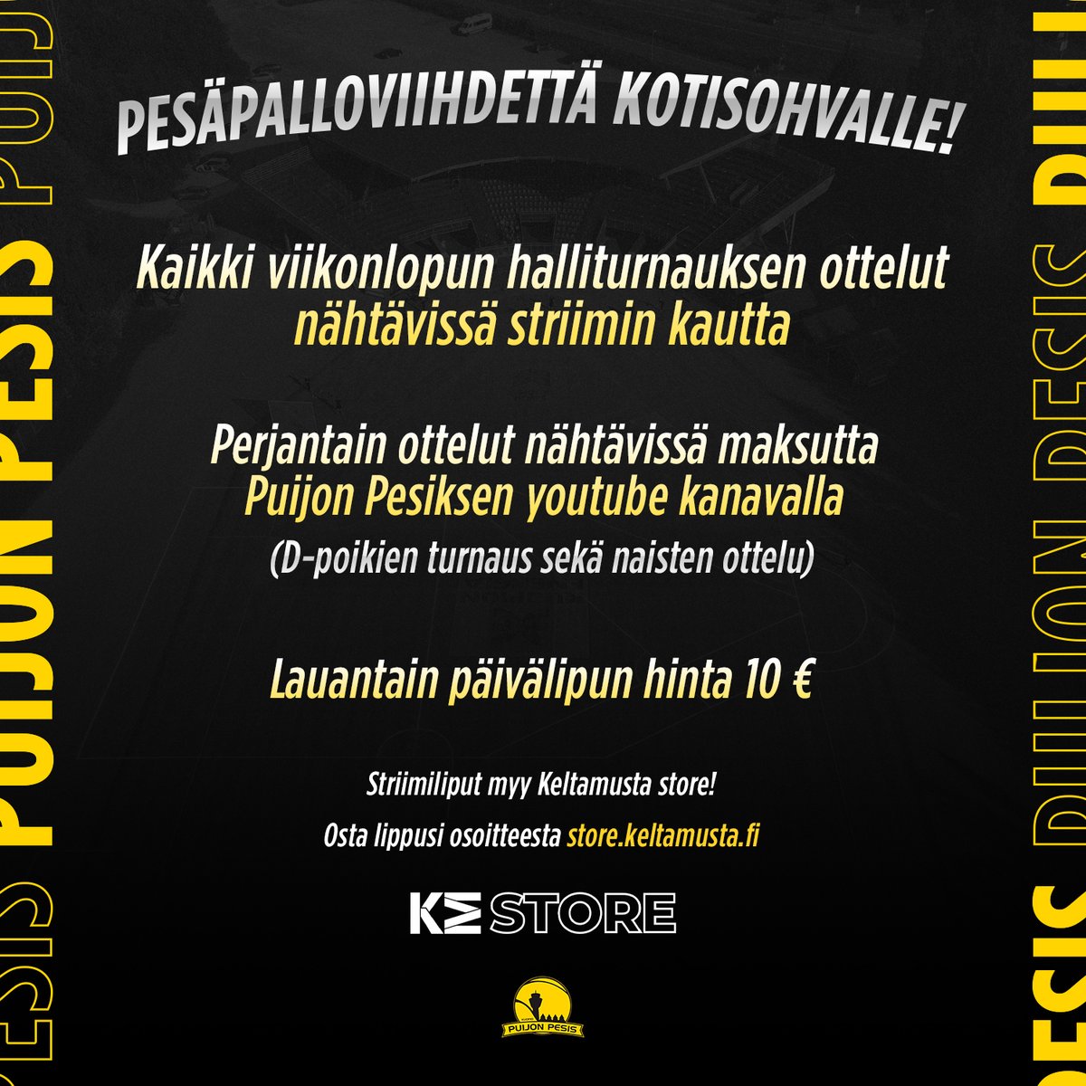 puijonpesis's tweet photo. Maaliskuun halliturnaus alkaa nyt!

Perjantaina Kuopio-Hallilla pelataan D-poikien turnaus ja naisten ottelu. Molemmat nähtävissä maksutta youtubesta! 🥎

Lauantaina miesten halliturnaus, johon voit ostaa koko päivälle striimilipun osoitteesta https://t.co/NUYcnEqKCa 💪🏼

#Pesis https://t.co/2LLsmFHjZ1