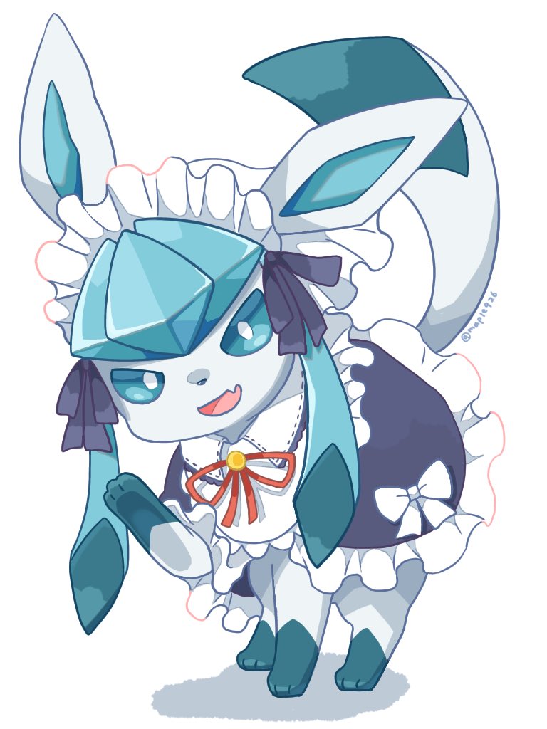 glaceon no humans pokemon (creature) open mouth solo fang clothed pokemon smile  illustration images