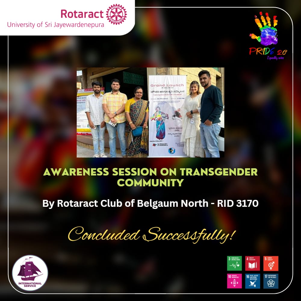 rotaractusjp's tweet photo. We are immensely grateful to the Rotaract Club of Belgaum North - RID 3170 for successfully holding an awareness session on "Transgender Community" which was done as a part of PRIDE 2.0.
#PRIDE2_0 #RACUSJ #Rotaract #Rotaract3220 #ImagineRotaray #LearnServeandStrive https://t.co/o99HY6uElX