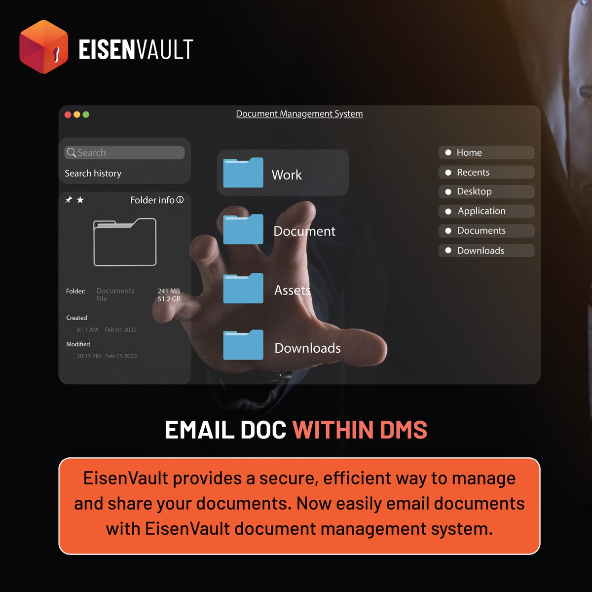 EisenVault's tweet image. Stay organized and efficient with the new Email document feature inside #EisenVault document management system. Easily email documents and get the job done faster!
#documentmanagementsystem #clouddocumentmanagementsystem