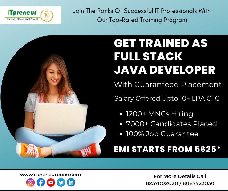 Join the Ranks of Successful IT Professionals with Our 100% Job Guaranteed Full Stack Java Training Program!

Register Now
bit.ly/3rRQJwI

#placements #ITTrainingandplacement #besttraininginstitute  #fullstackjava #trainingandplacement #ITcourses  #ITtrainigpune   #java