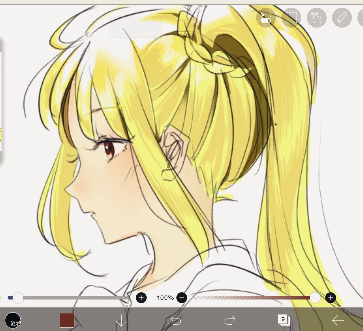 ijichi nijika 1girl solo blonde hair long hair sidelocks ponytail braid  illustration images